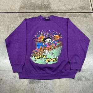 vintage betty boop cheerleader purple made in usa crewneck size xl